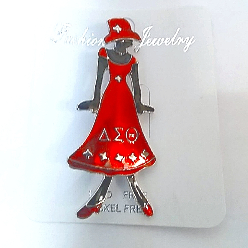 COPY - Sorority Delta Red Hat Lady Brooch